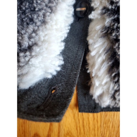 Faux Front Fur Vest St John Size P Gray Button Down - Picture 4 of 7